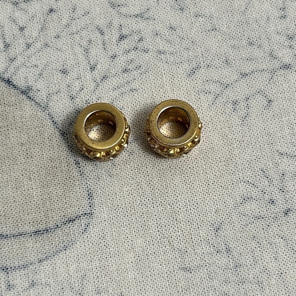 Brighton Gold Plated Crystals Spacer Bead Lot of 2 Sparkly Cutout Pattern - Picture 6 of 9